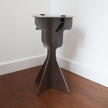 Load image into Gallery viewer, Fret Silver Steel Metal &amp; Black Genuine Leather Stool
